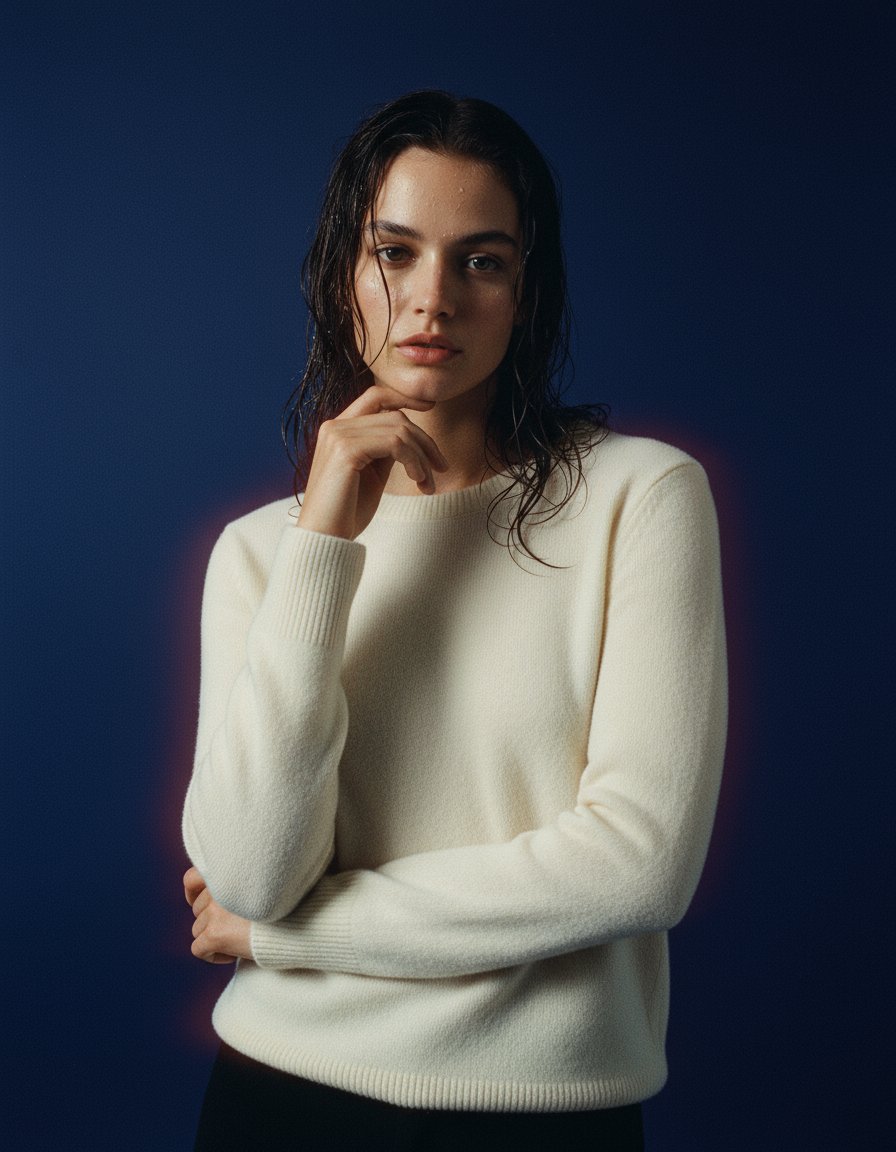AI product shot of THE CLASSIC CREW SWEATER - ECO WHITE