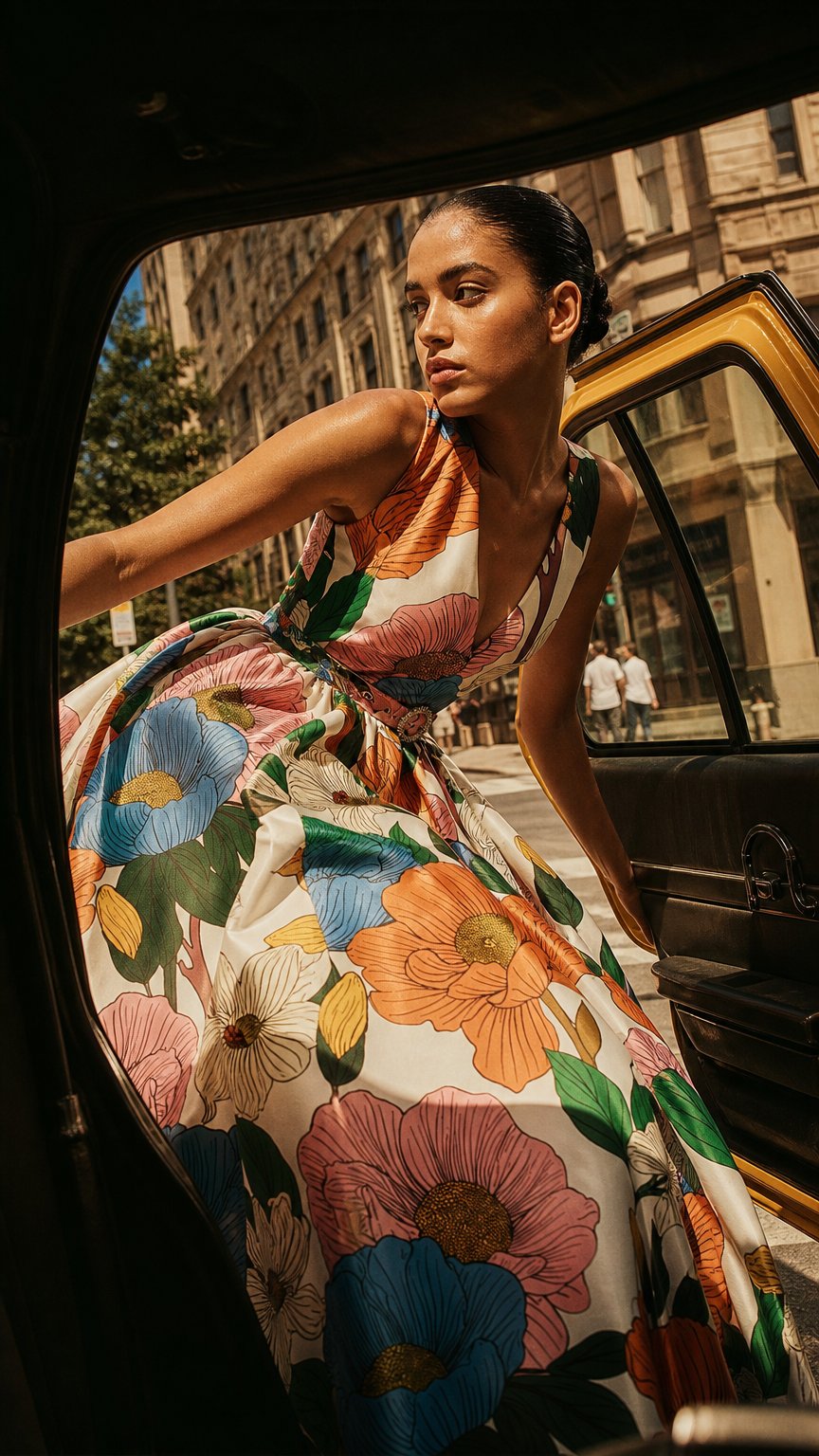 AI product shot of Isabella Taffeta Maxi Dress - Salento