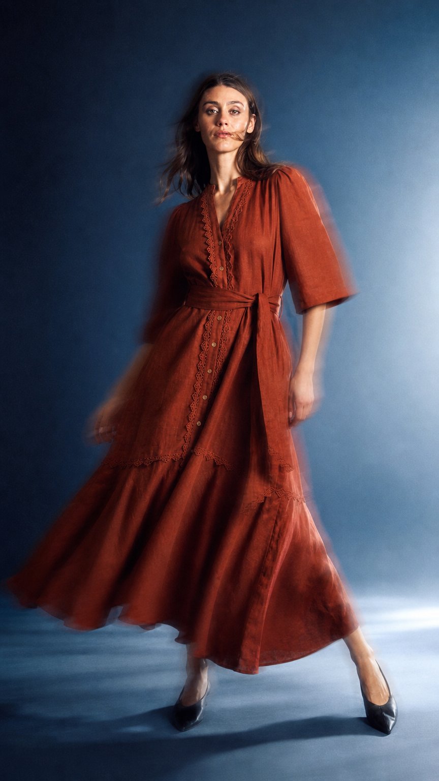 AI product shot of TULIP DRESS SIENNA