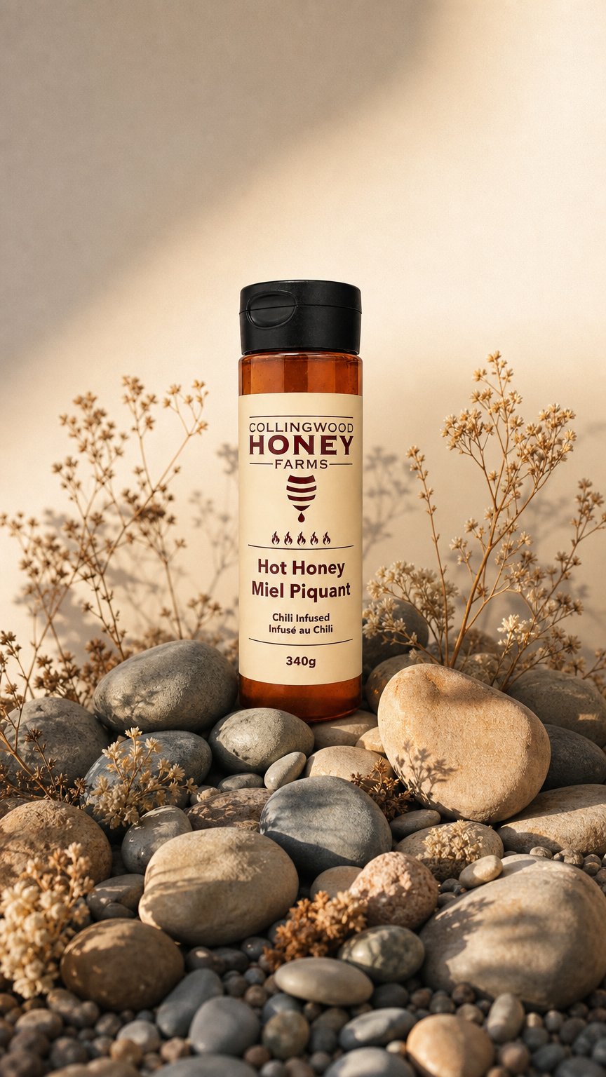 AI product shot of 340g Chili Infused Hot Honey