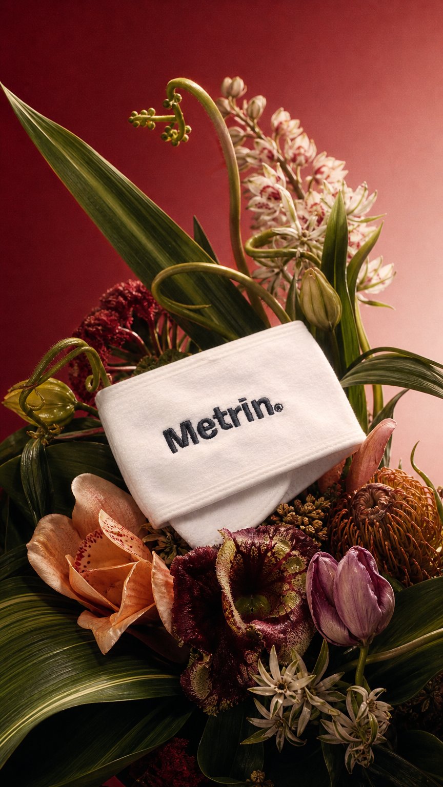 AI product shot of Metrin® Let Your Face Glow Headband