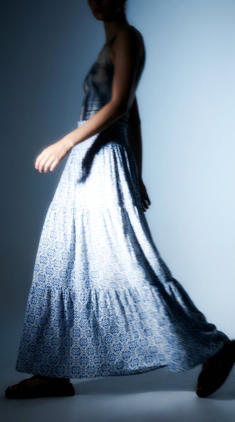 AI product shot of PGMALINA LIFE AOP LONG SKIRT WVN
