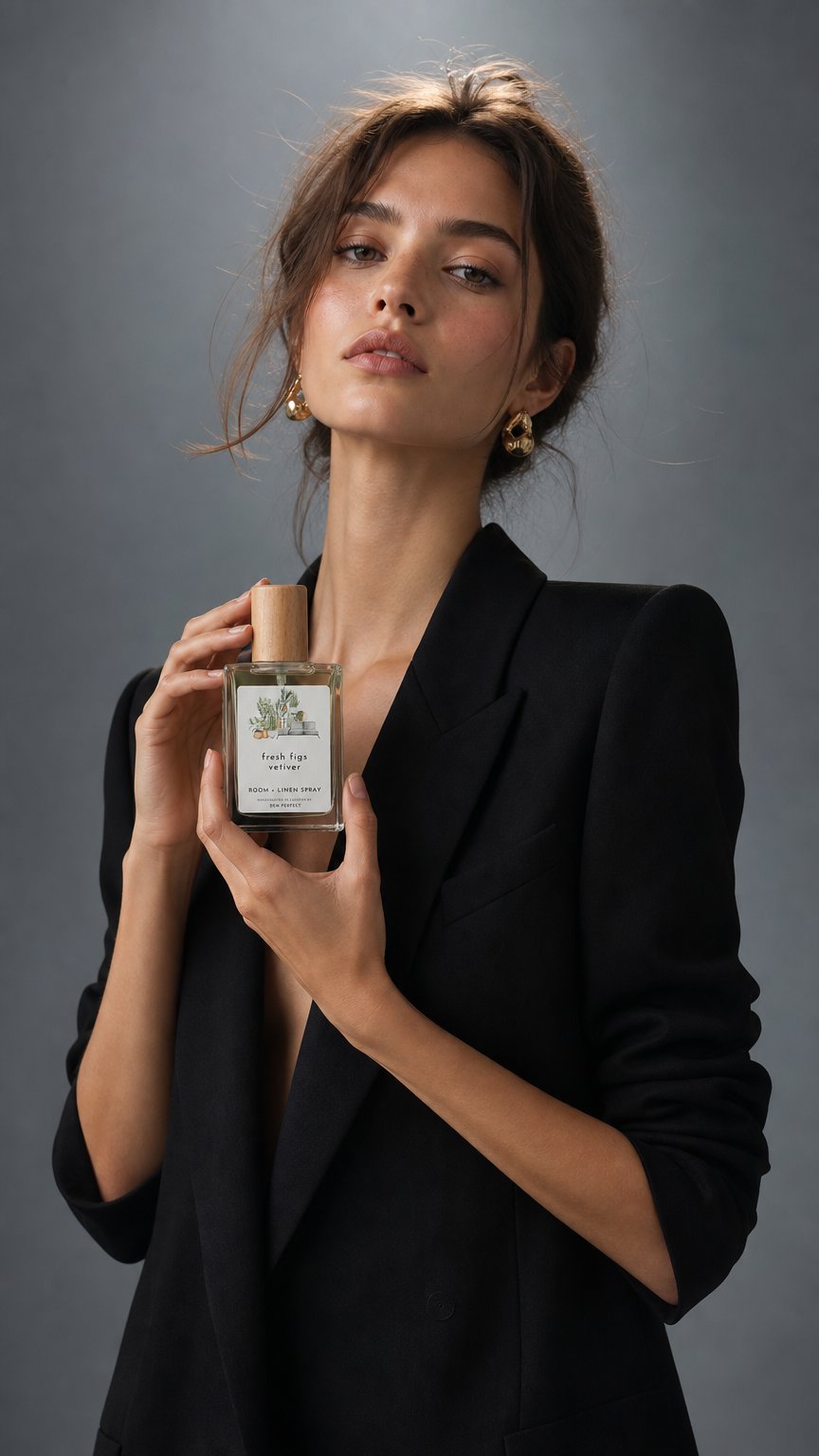 AI product shot of FRESH FIGS & VETIVER ROOM + LINEN SPRAY