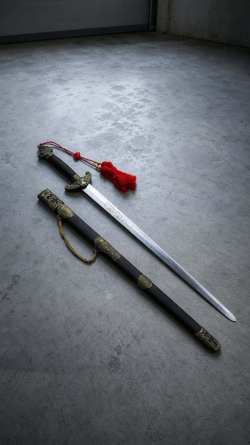 AI product shot of Antique Wushu Tai Chi Sword - (D490-C12)