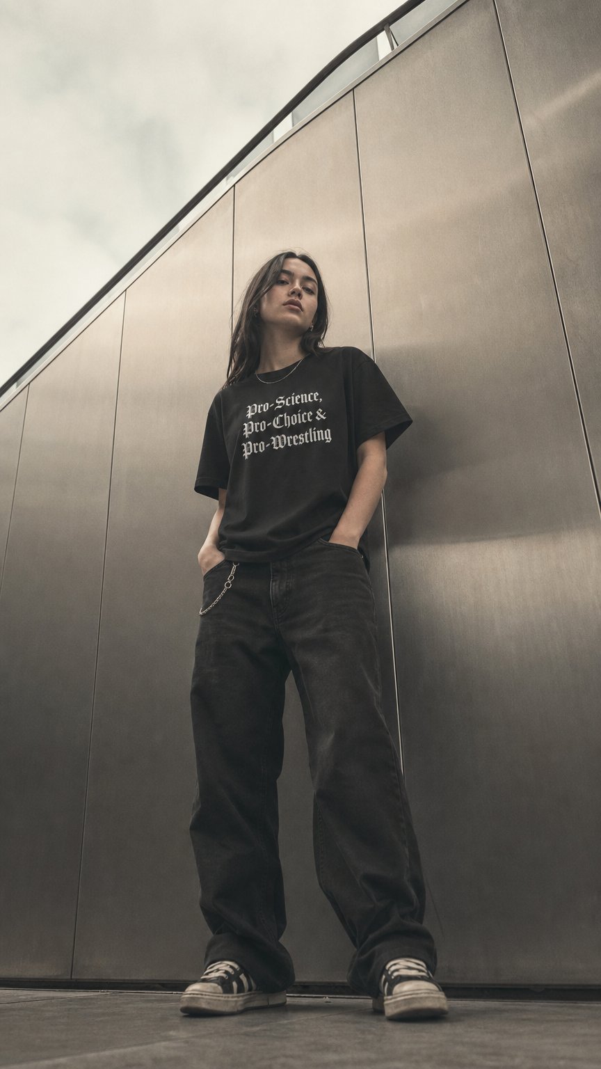 AI product shot of "Pro-Science, Pro-Choice, Pro-Wrestling" Crop Top