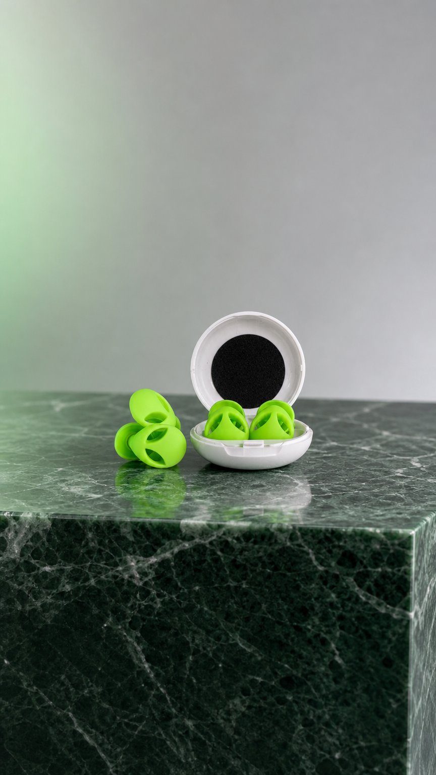 AI product shot of Space Cadet Alien Silicone Earplugs | Festival & Concert Earplugs by Charm'd