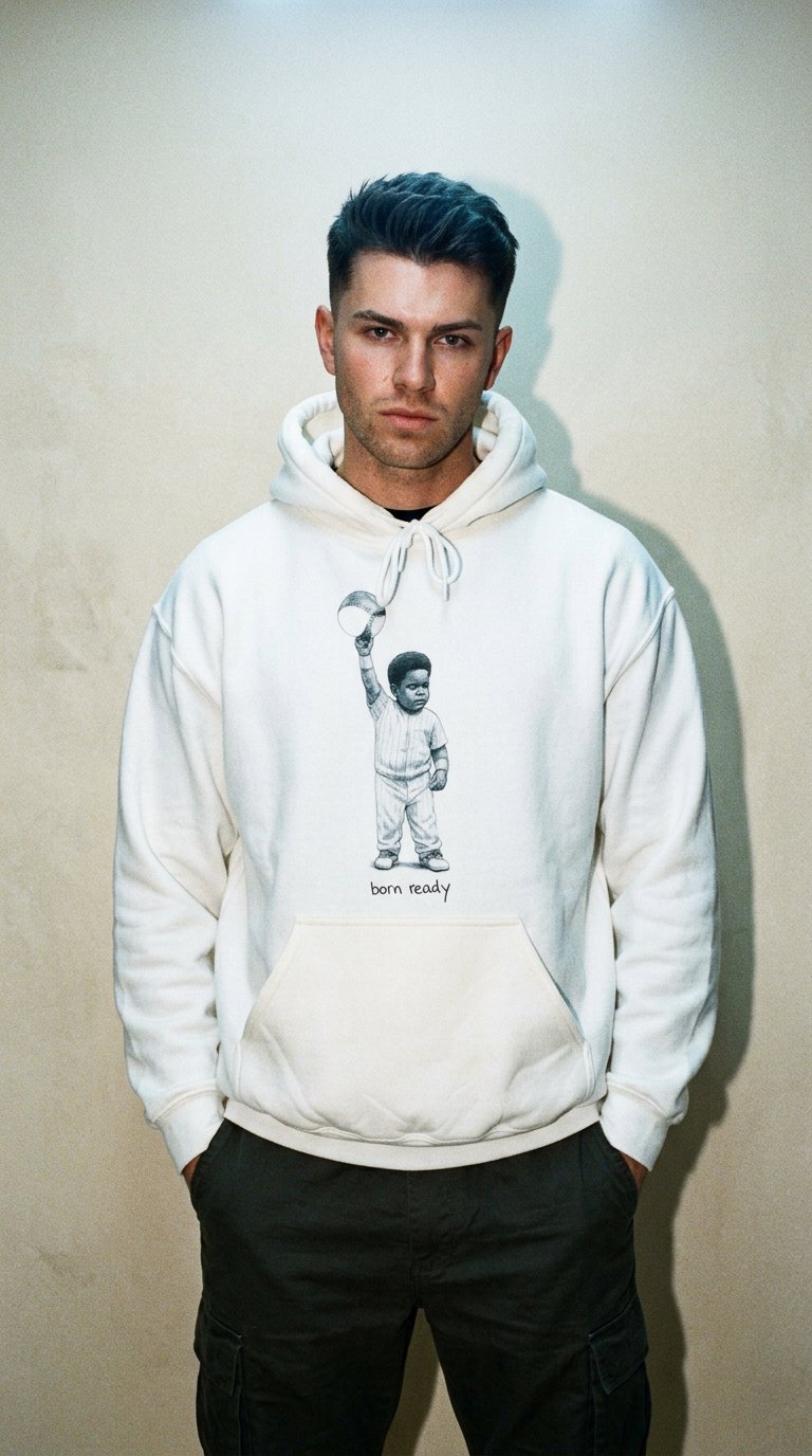 AI product shot of Official Vladdy born ready Hoodie