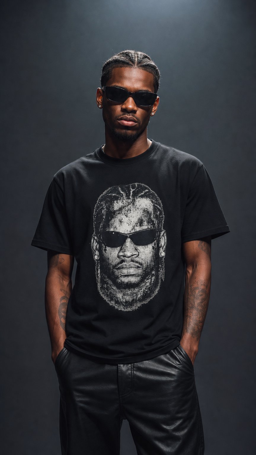 AI product shot of Allen Iverson Distressed Portrait Tee