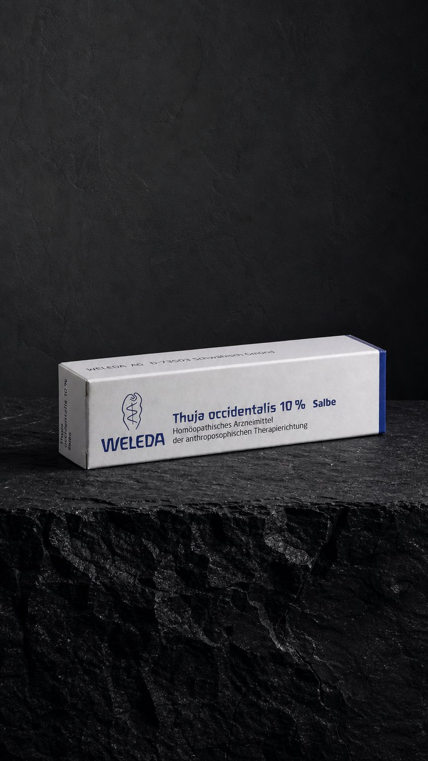 AI product shot of Weleda Thuja Ointment 10% – Natural Wart & Corn Treatment, 20g