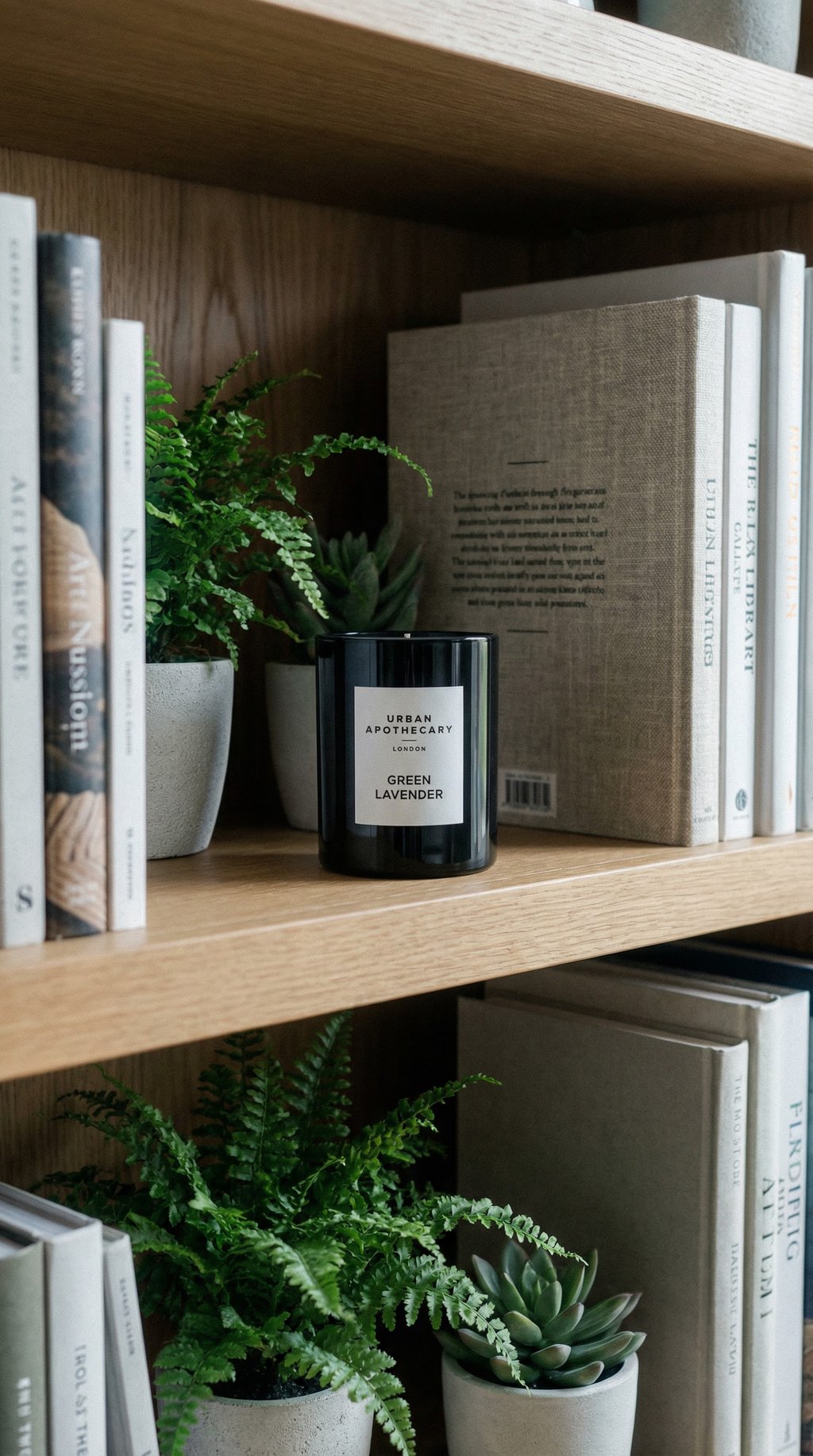 AI product shot of Green Lavender Signature Candle