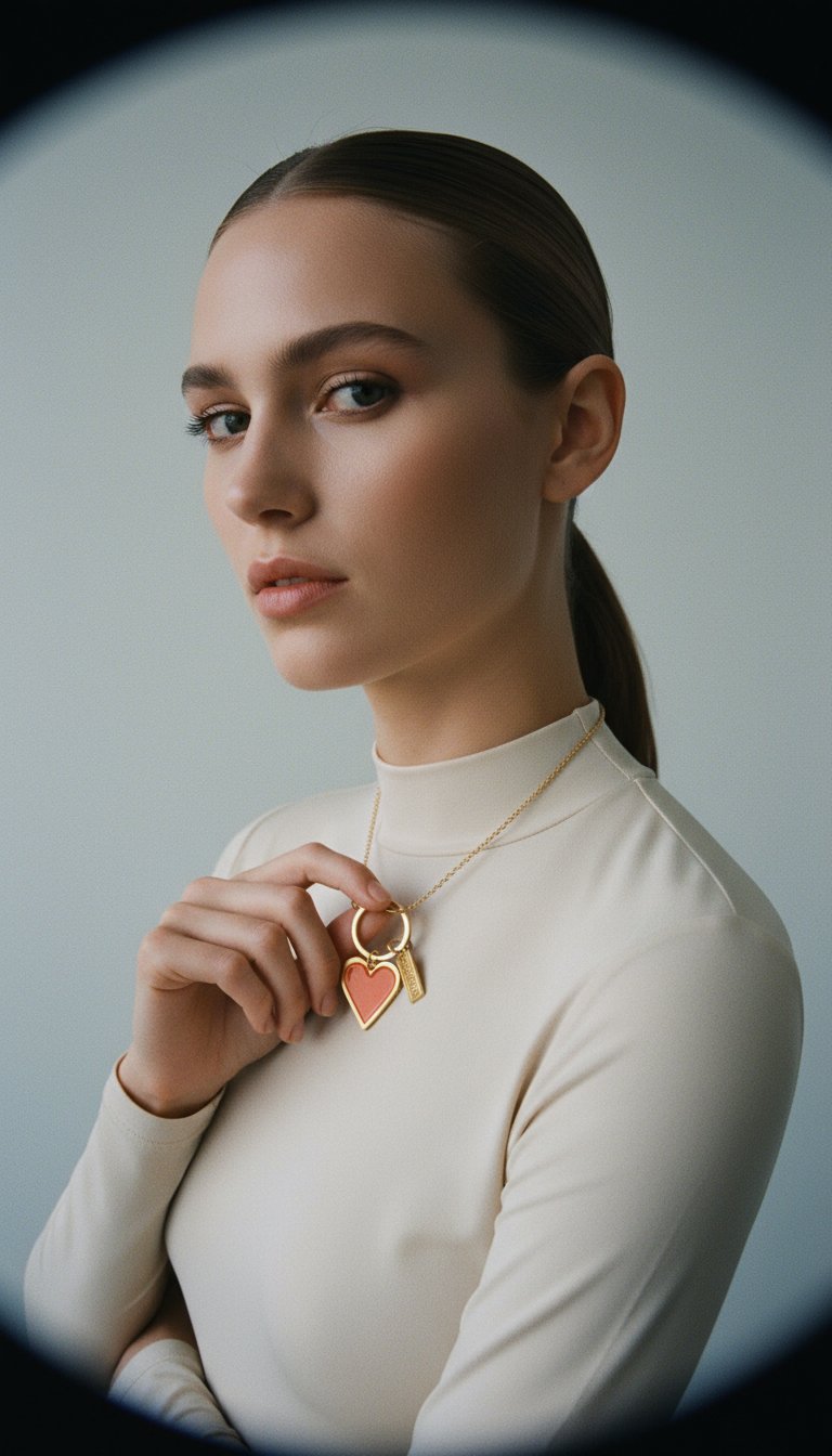 AI product shot of HEART CHARM - ORANGE