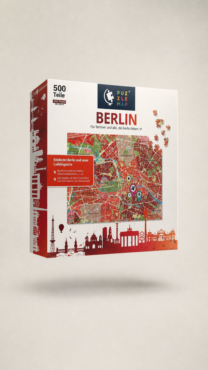 AI product shot of PuzzleMap Berlin - 500 Teile Stadtplan Puzzle