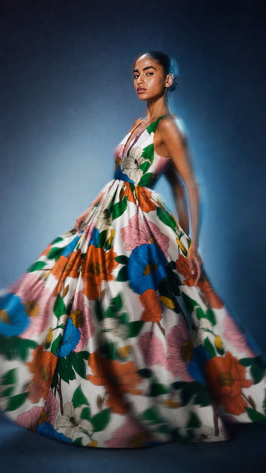 AI product shot of Isabella Taffeta Maxi Dress - Salento