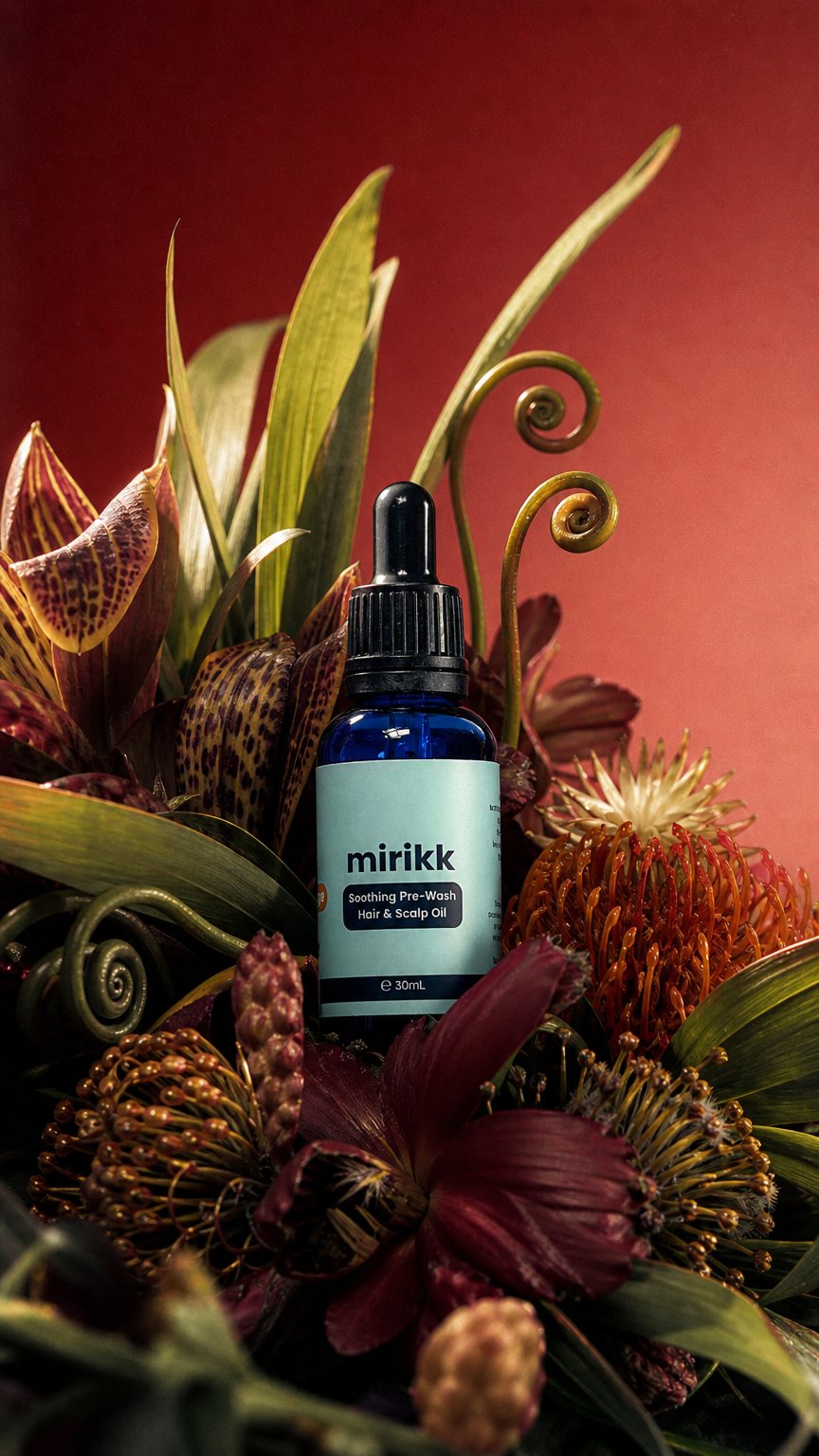 AI product shot of Sweet Orange Soothing Pre-Wash Hair and Scalp Oil