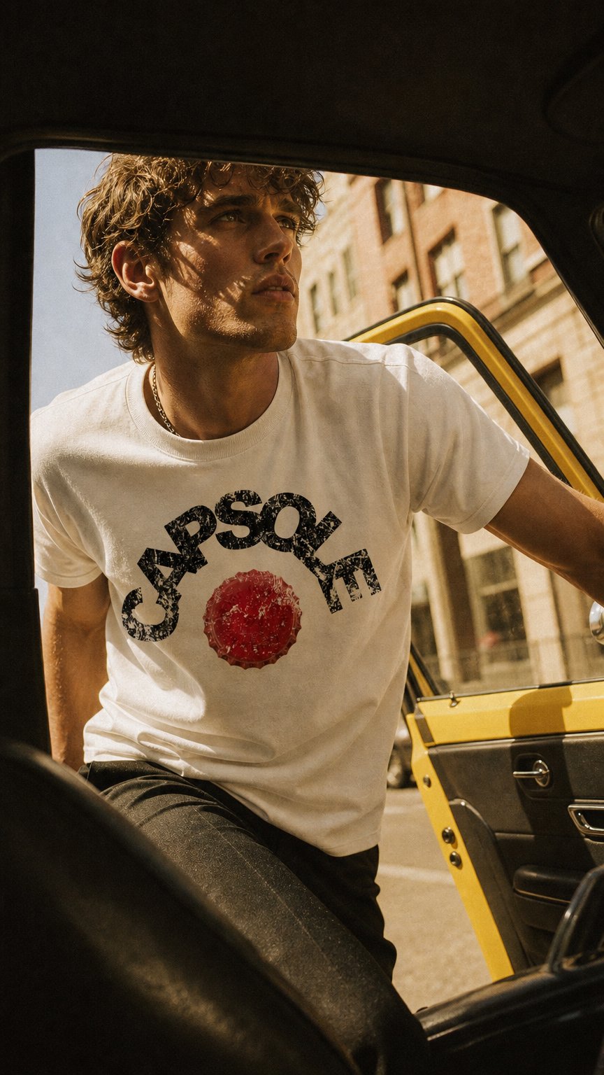 AI product shot of "BOTTLE CAP T-SHIRT"
