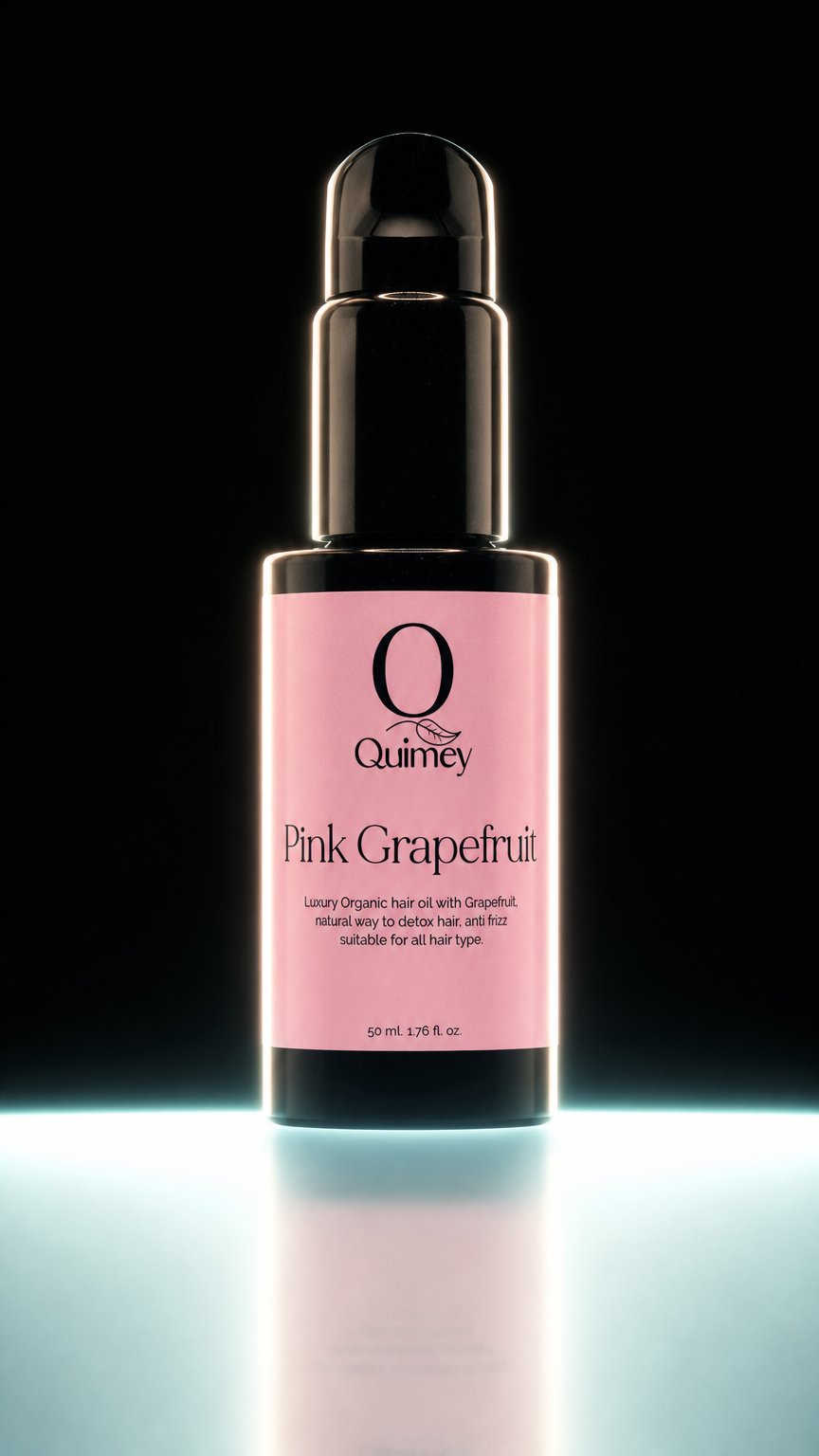 AI product shot of Pink Grapefruit Organic Hair Oil