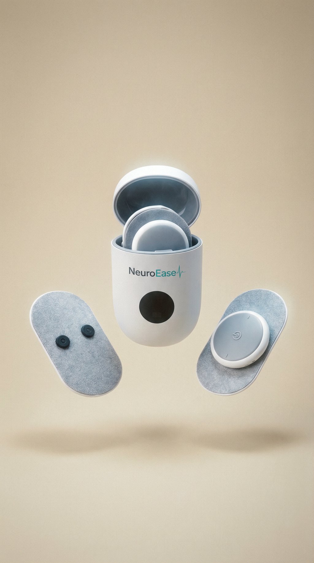 AI product shot of NeuroEase Rechargeable Wireless TENS Unit for Everyday Muscle Comfort