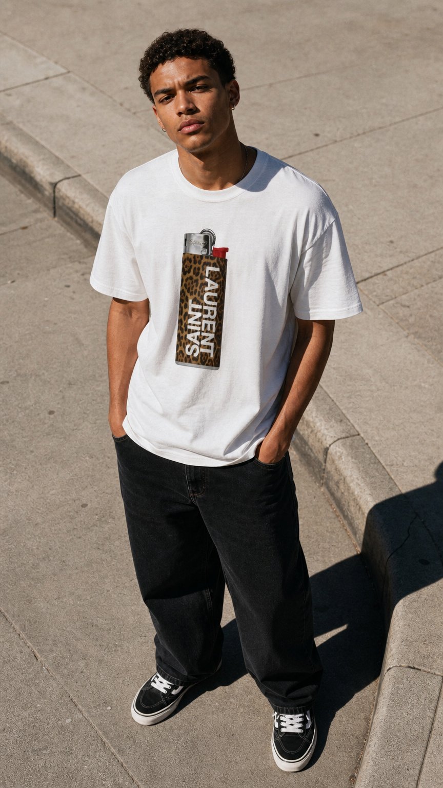 AI product shot of Léopard lighter Graphic tee shirt