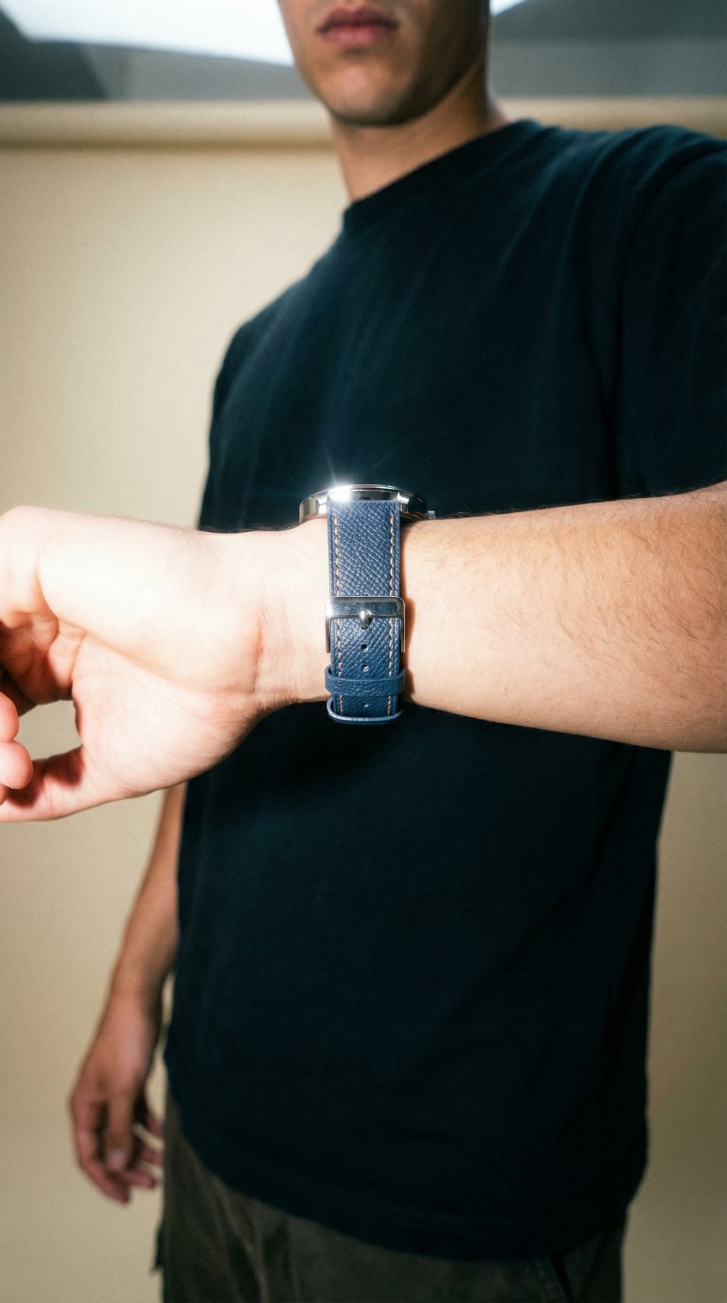 AI product shot of Classic Textured Leather Strap with Quick Release Pin Buckle