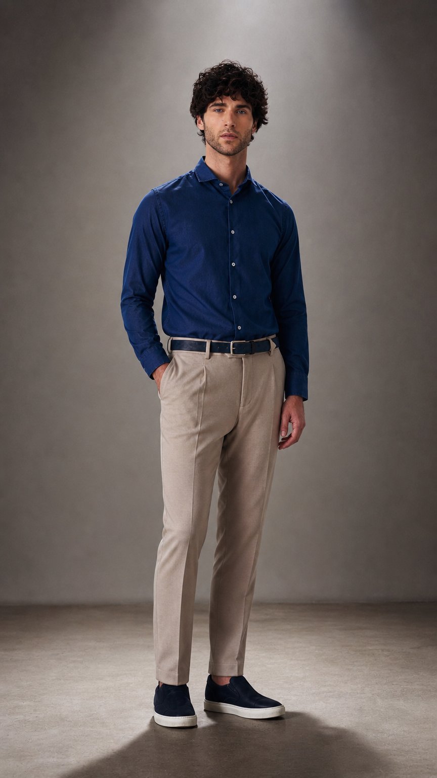 AI product shot of Camicia Denim Slim Fit