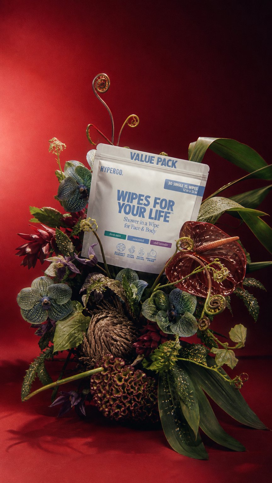 AI product shot of HyperGo Individually Wrapped Wipes (30 Wipes) Variety Pack