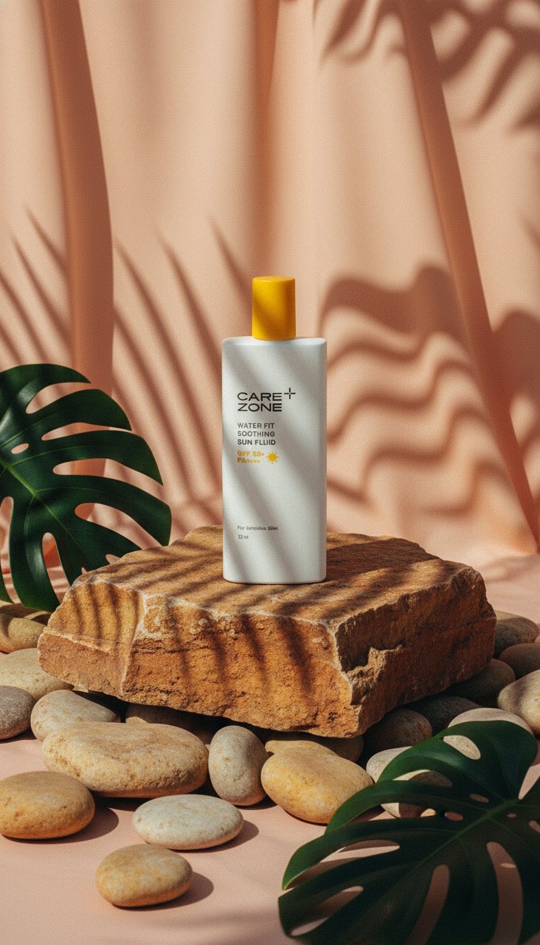 AI product shot of Water Fit Soothing Sun Fluid SPF50+/PA++++