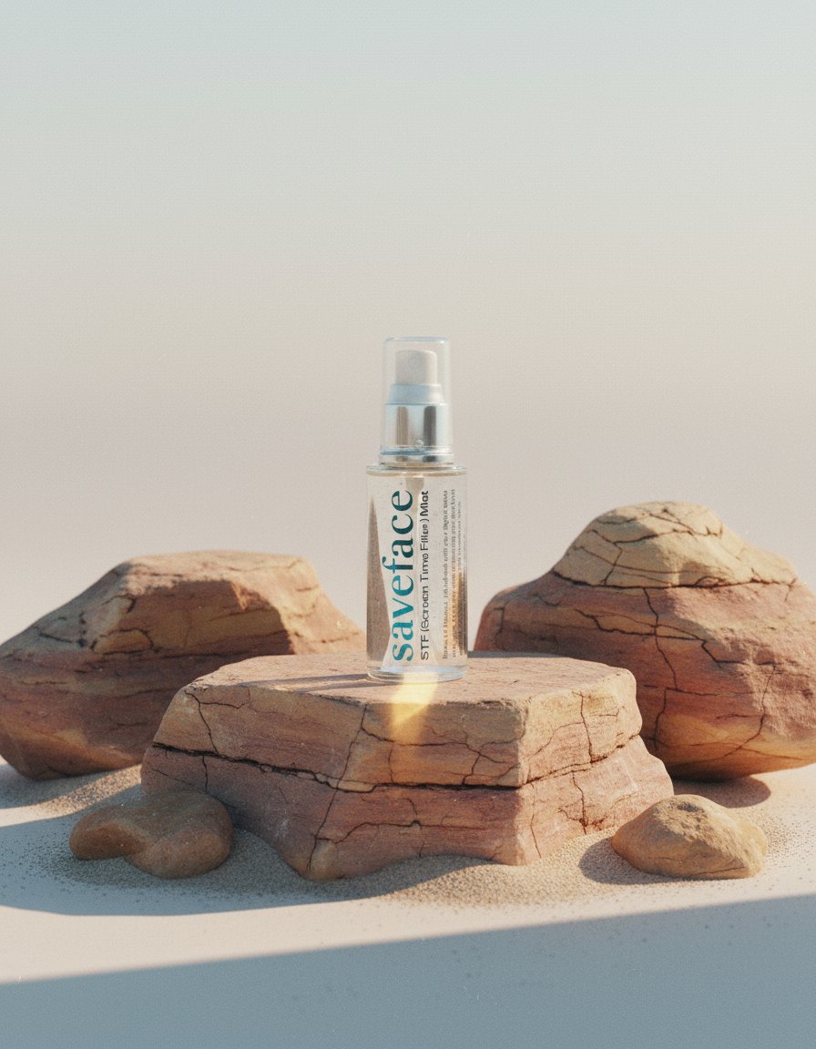 AI product shot of STF Mist (Screen Time Filter) - A blue light blocking, anti-aging face mist