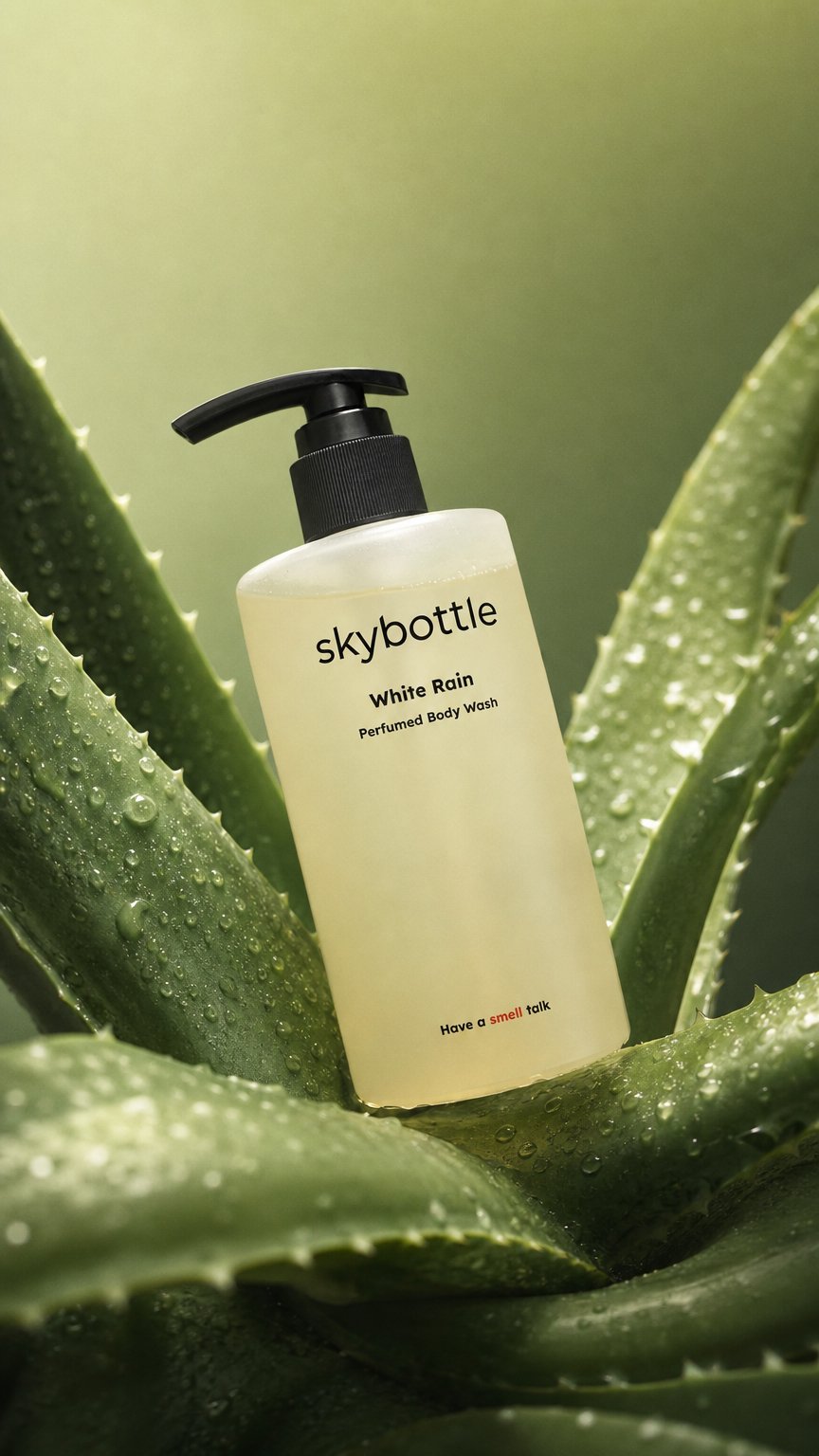 AI product shot of Gel douche White Rain