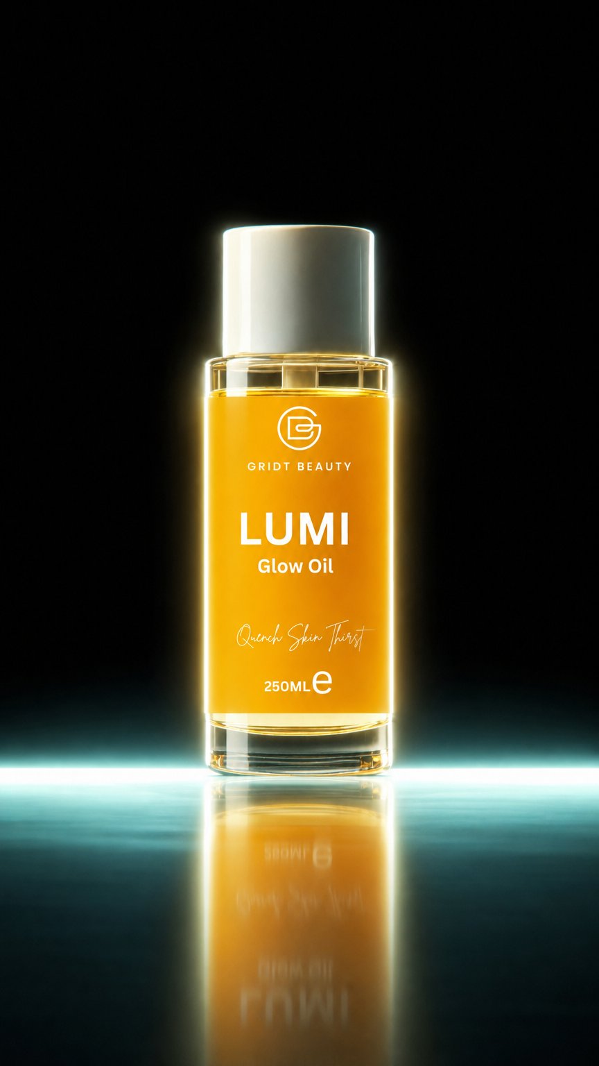 AI product shot of Lumi Glow Oil