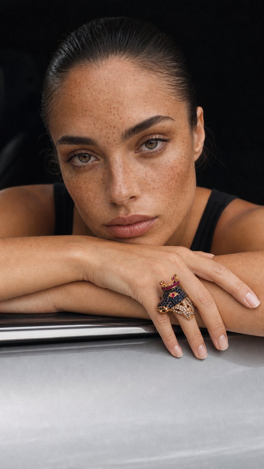 AI product shot of anillo vaca