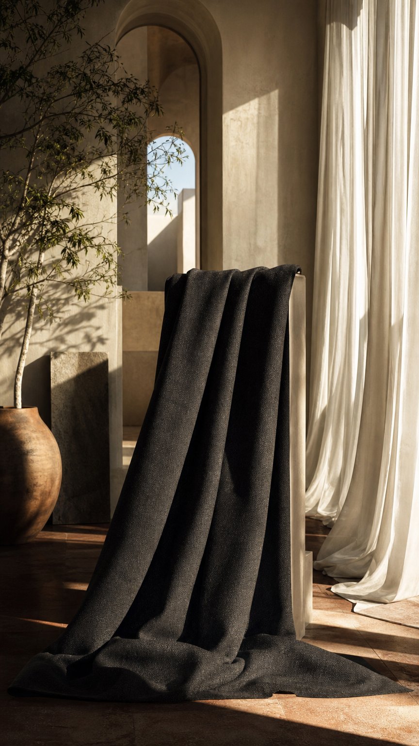 AI product shot of British Charcoal Twill Mink Cashmere Jacketing Fabric (V23723)-1.7m