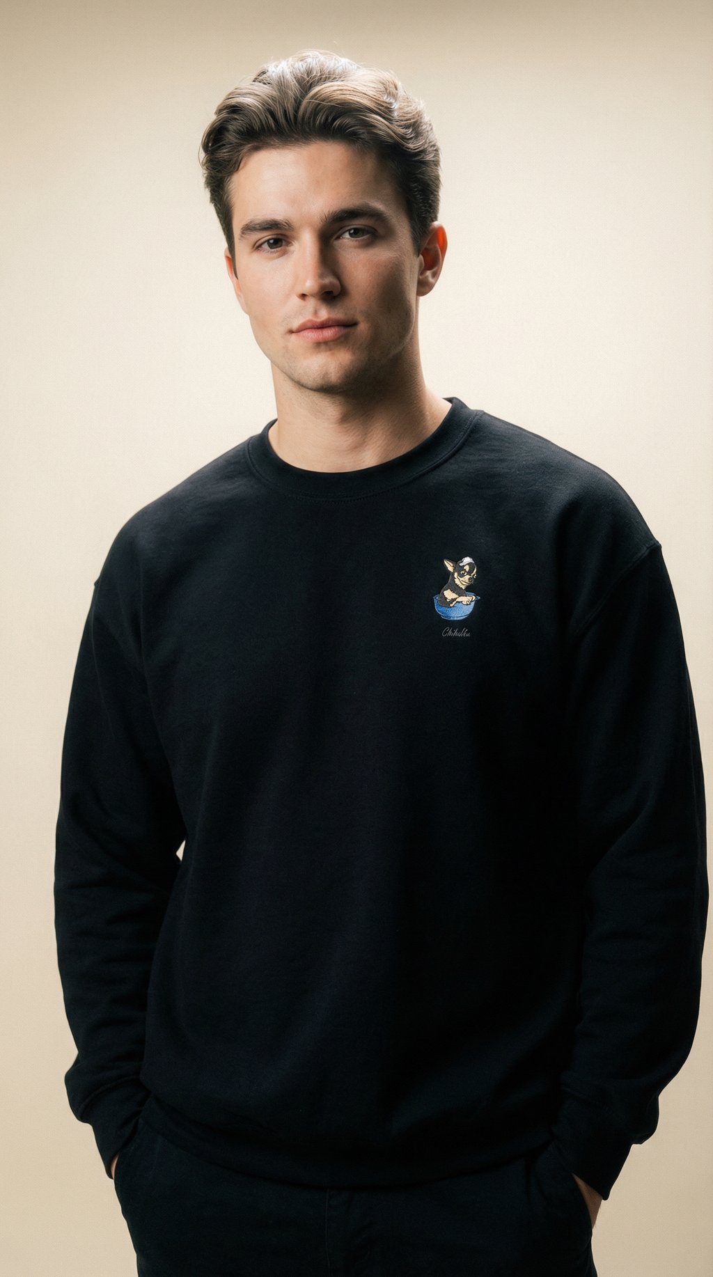 AI product shot of Custom Embroidered Pet Crewneck Sweatshirt