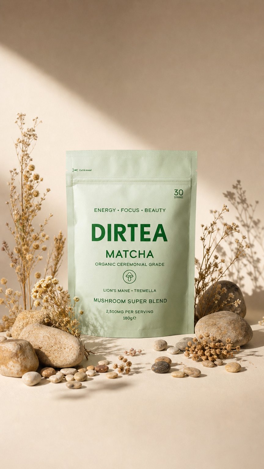 AI product shot of DIRTEA Matcha - Pouch Only