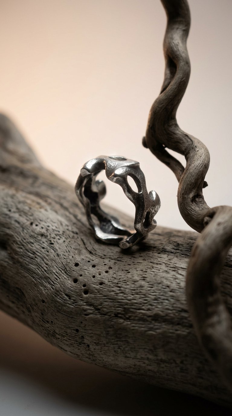 AI product shot of Organic Ring for Women | Sterling Silver 925, Sculptural Design
