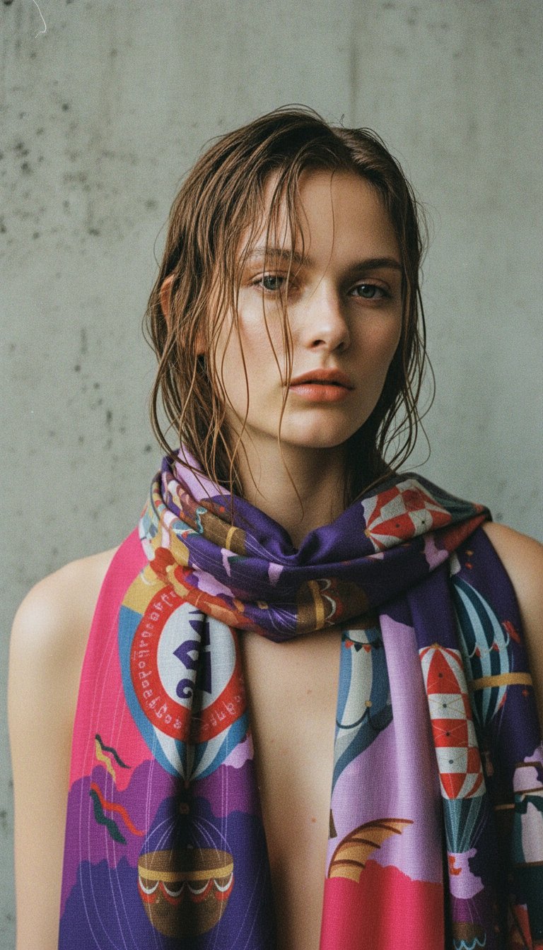 AI product shot of Hot Air Balloon Scarf
