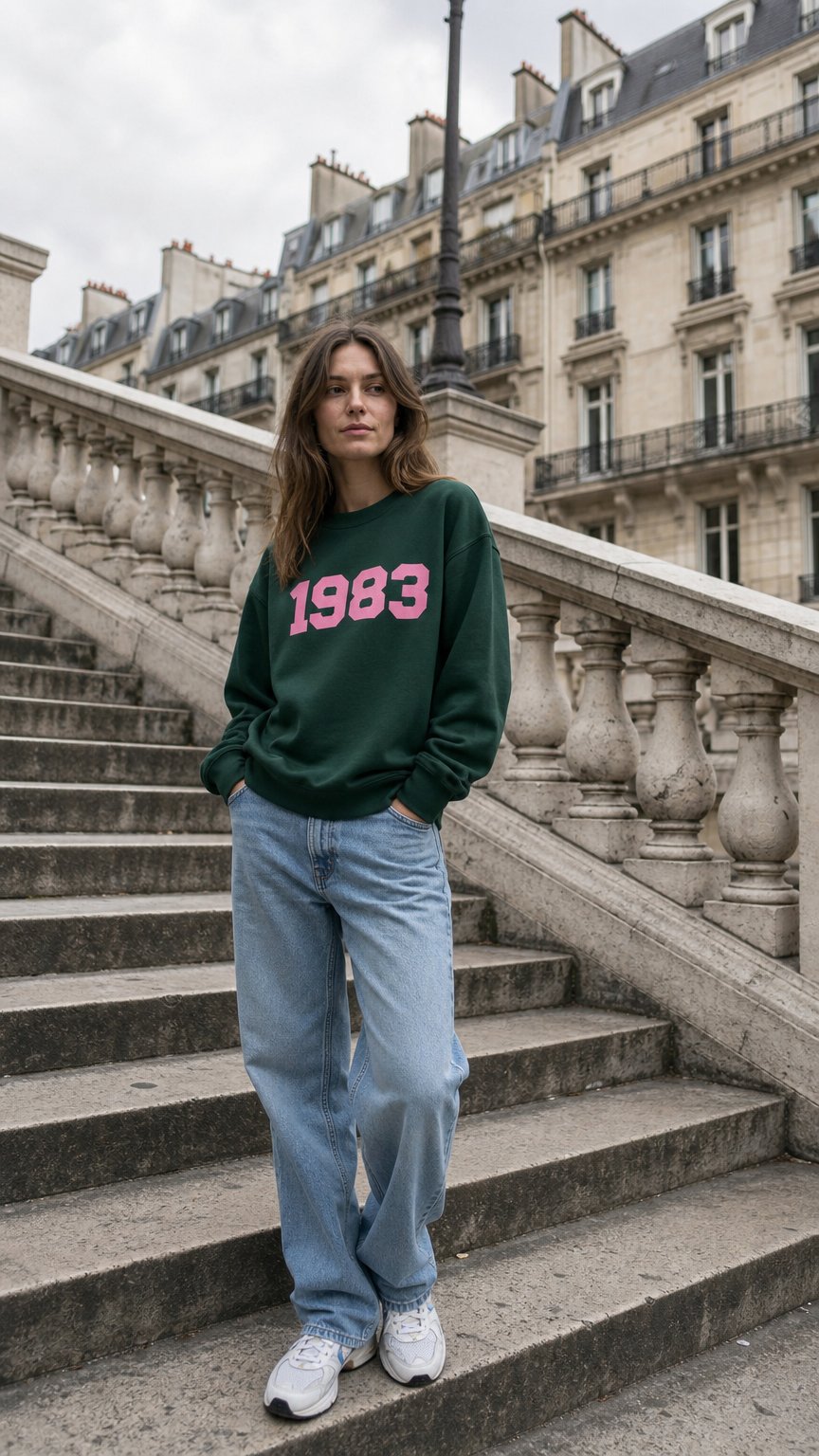 AI product shot of PERSONALISED YEAR VARSITY SWEATSHIRT