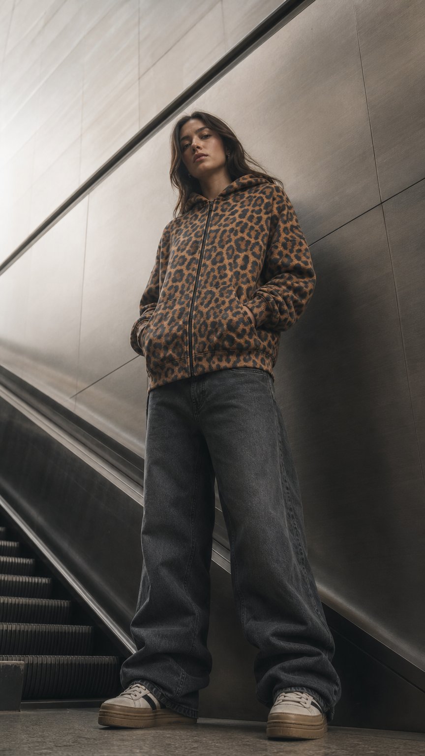 AI product shot of LEONIE SWEATSHIRT leopard