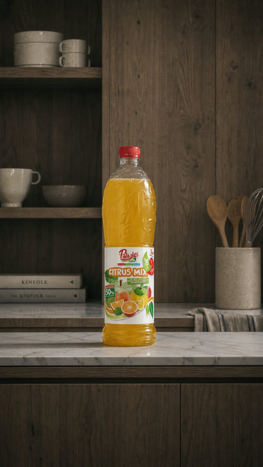 AI product shot of Pölöskei Citrus Mix ízű szörp