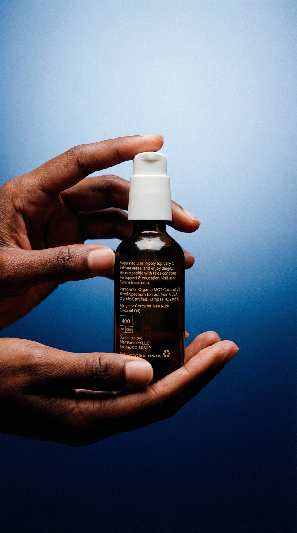 AI product shot of Intimacy Sex Oil with CBD