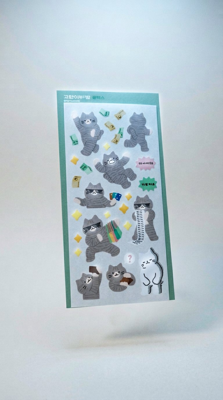 AI product shot of Flex Cat Seal Sticker | Kitty Deco Sticker