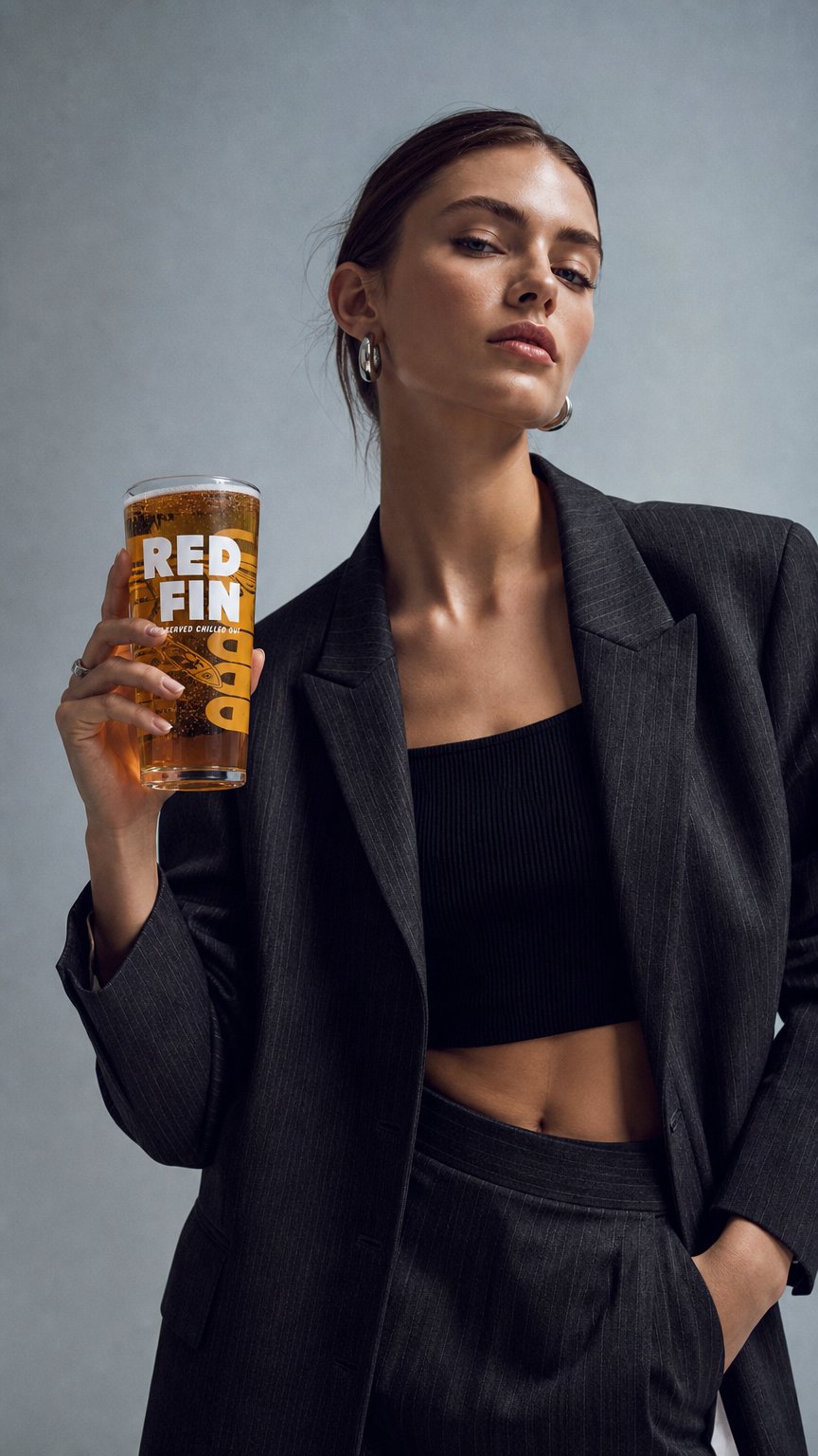 AI product shot of Red Fin Pint Glasses - Second Edition Exclusive Design