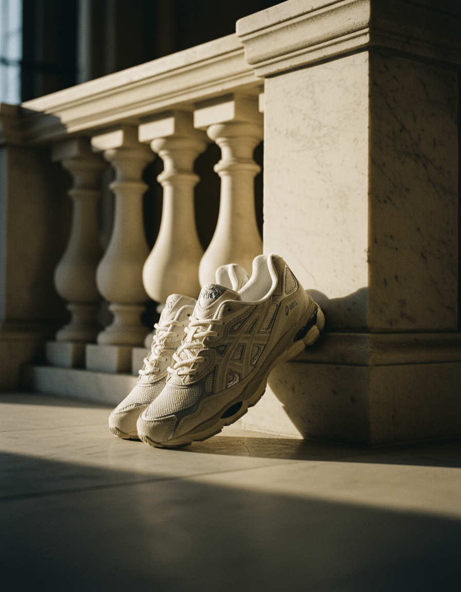 AI product shot of Asics Gel-NYC Cream Fossil