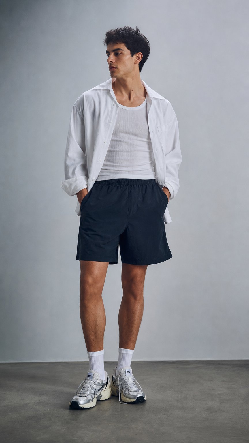 AI product shot of SPORT short- WHITE