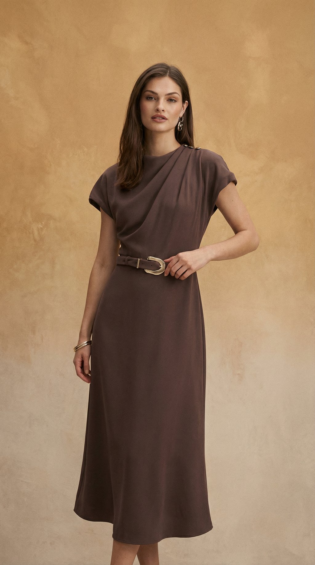 AI product shot of Kylee Button Neck Dress