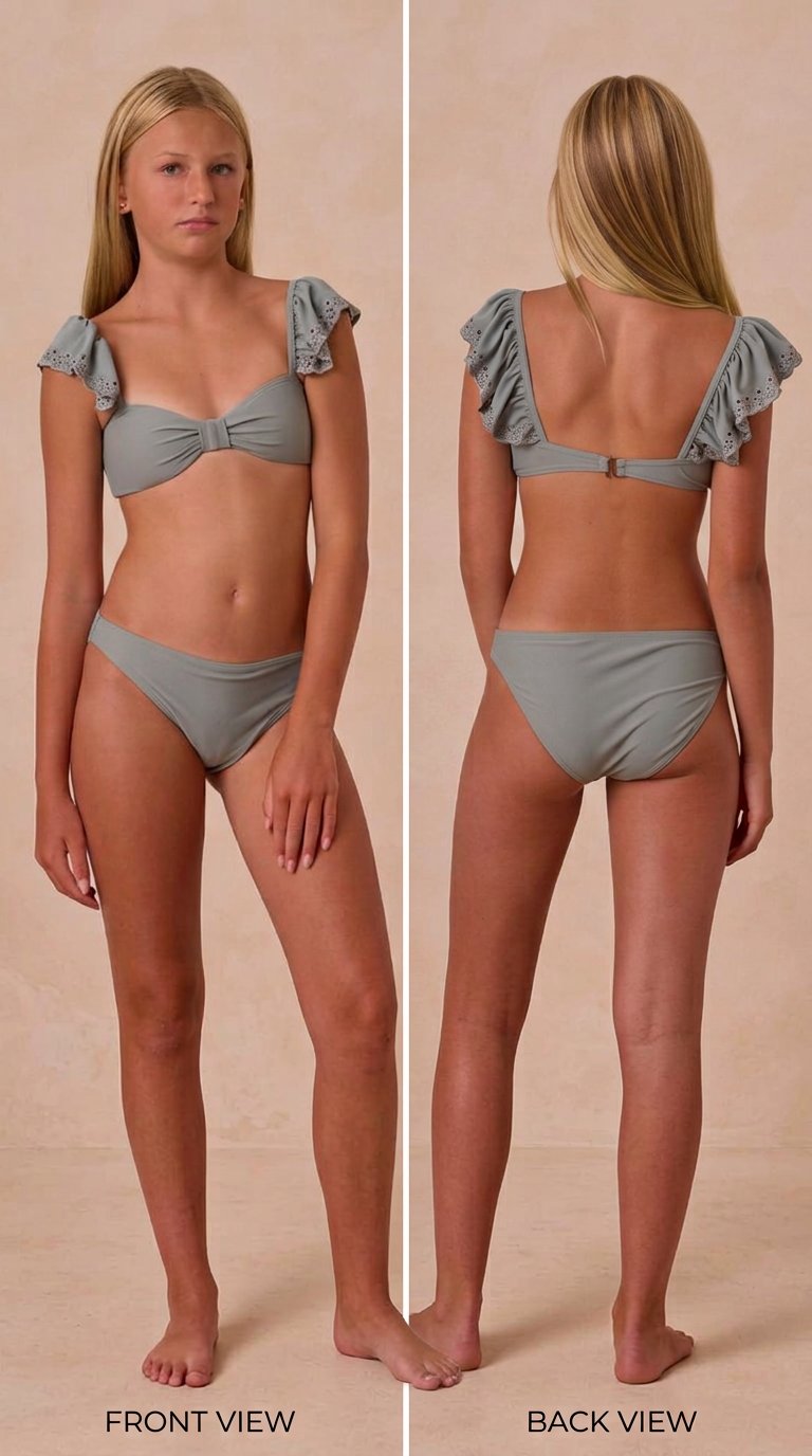 AI product shot of Rylee & Cru Teen Girls Eucalyptus Ruffle Bandeau Bikini