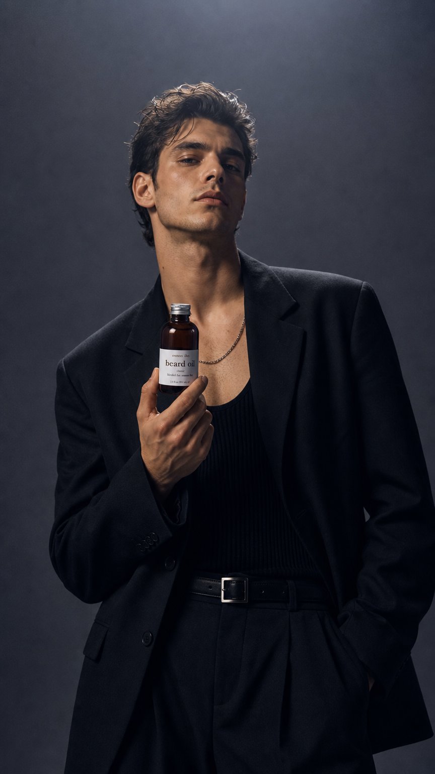 AI product shot of Beard Oil