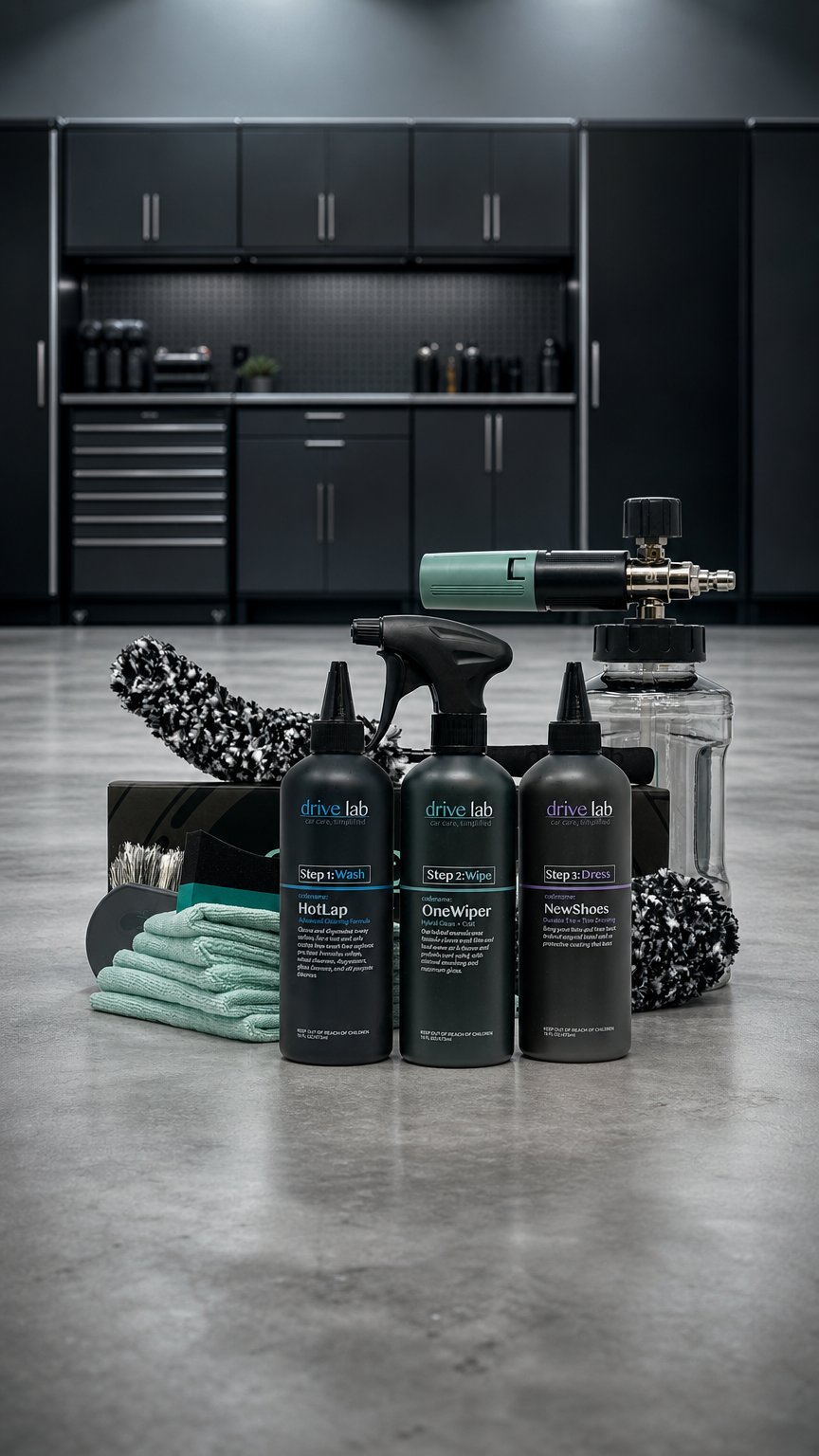 AI product shot of The DriveLab Wash Kit
