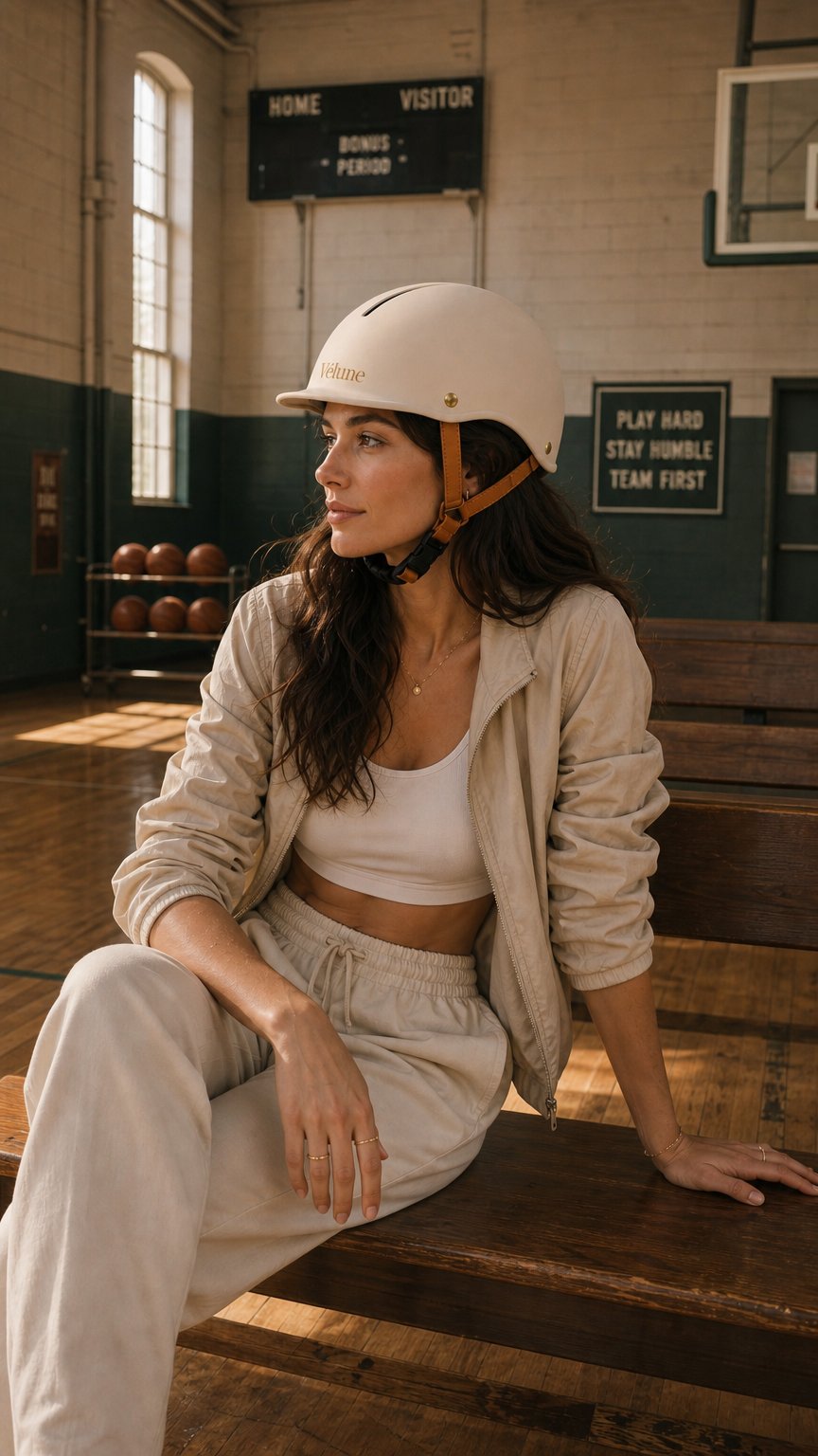 AI product shot of Vélune  Sand — Stijlvolle fietshelm voor dames