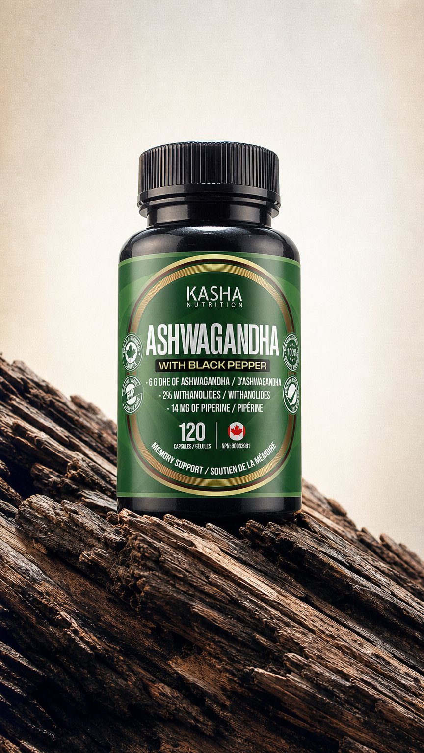 AI product shot of Ashwagandha + Black Pepper