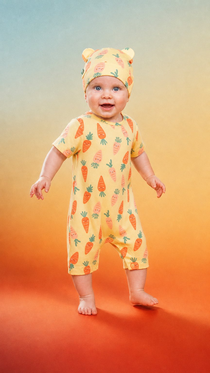 AI product shot of Happy Carrot Romper